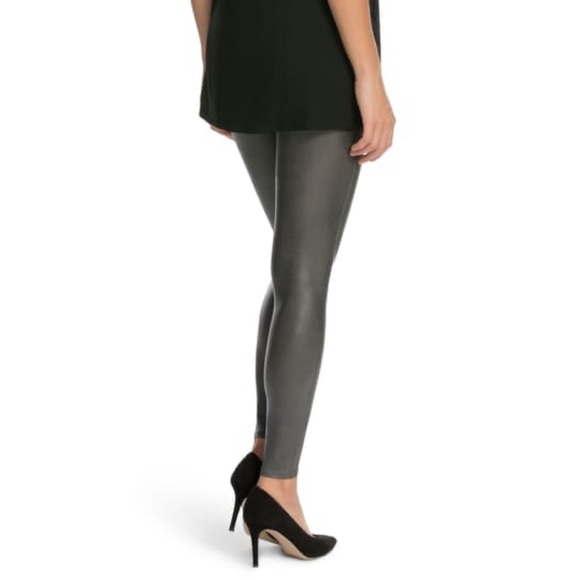 Spanx Faux Leather Leggings in Color Gunmetal - Picture 3 of 7